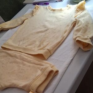 Yellow Lace-Trimmed Outwear Set